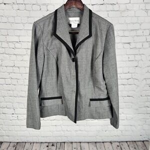 Danny & Nicole Womens‎ Blazer Size 14 Gray Herringbone Jacket Career Office